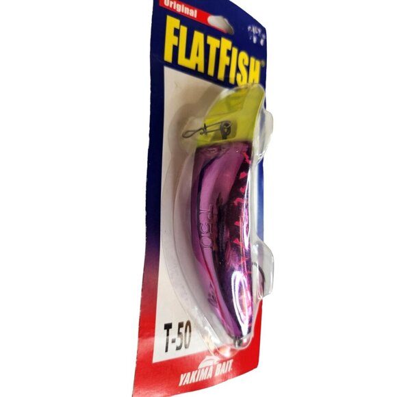 Yakima Bait Original Flatfish T-50 Fishing Lure Met Purple Pink Tiger Made USA - Picture 5 of 8